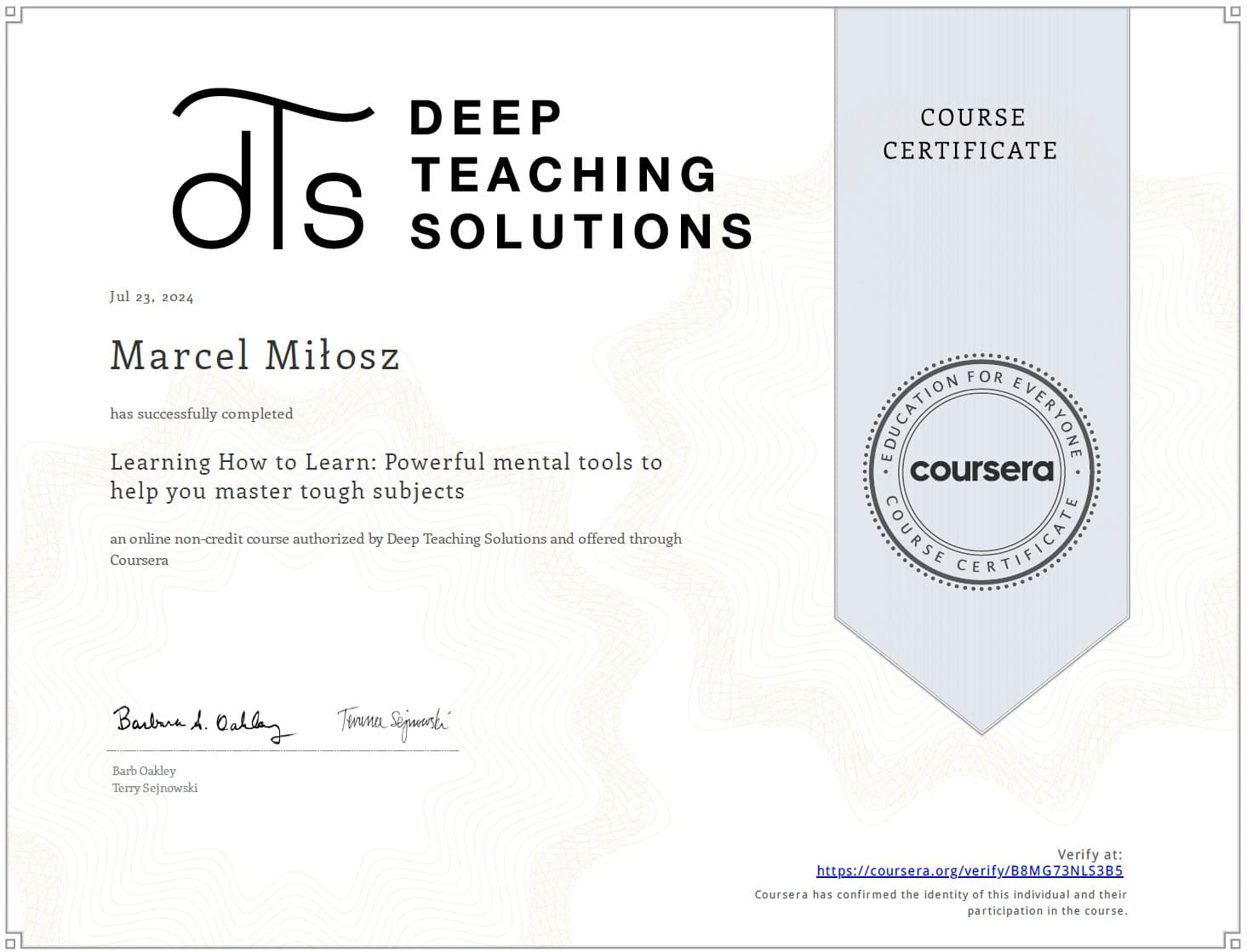Google specialization certificate